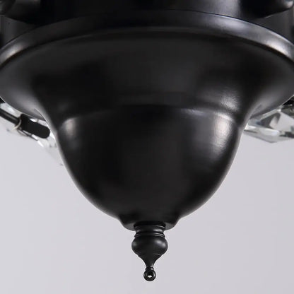 Luxury black crystal ceiling fan with wood blades living room remote