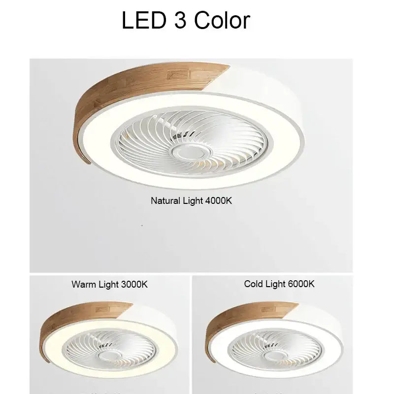 Modern wood & black ceiling fan light bedroom led fan