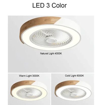 Modern wood & black ceiling fan light bedroom led fan