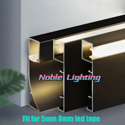 Modern black led aluminium profile – living room baseboard lighting