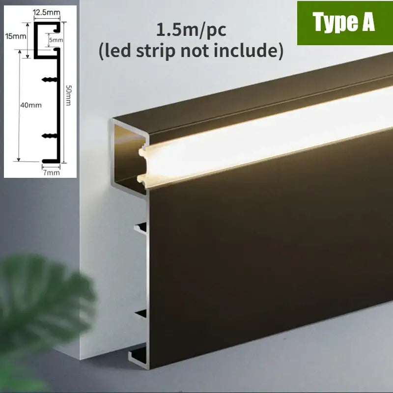 Modern black led aluminium profile – living room baseboard lighting