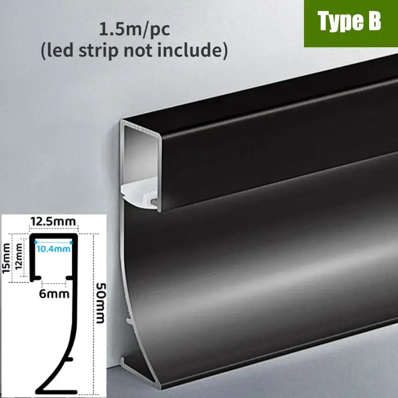 Modern black led aluminium profile – living room baseboard lighting