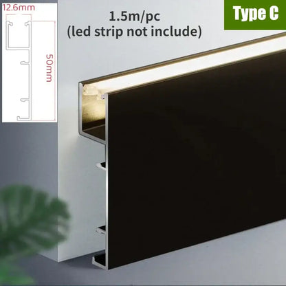 Modern black led aluminium profile – living room baseboard lighting