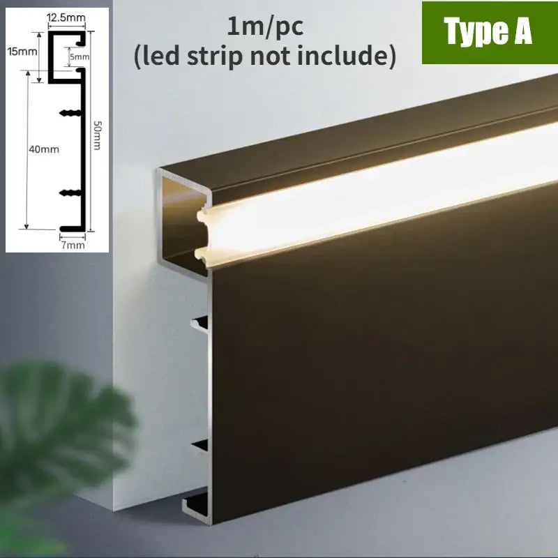Modern black led aluminium profile – living room baseboard lighting
