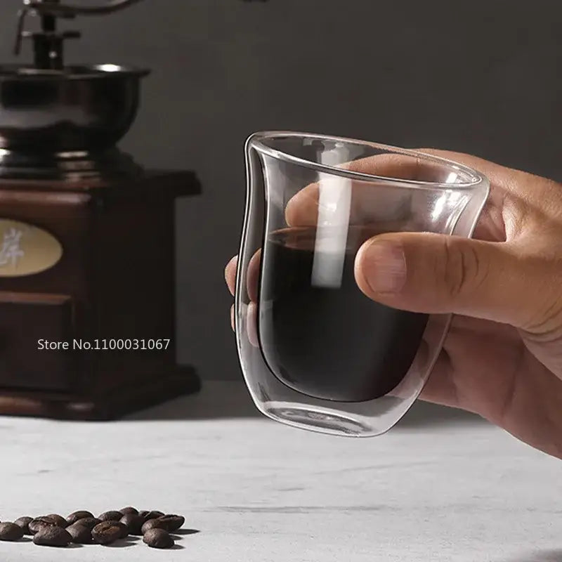 Modern clear double wall glass coffee mugs 5pcs kitchen set