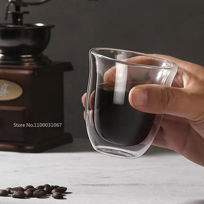 Modern clear double wall glass coffee mugs 5pcs kitchen set