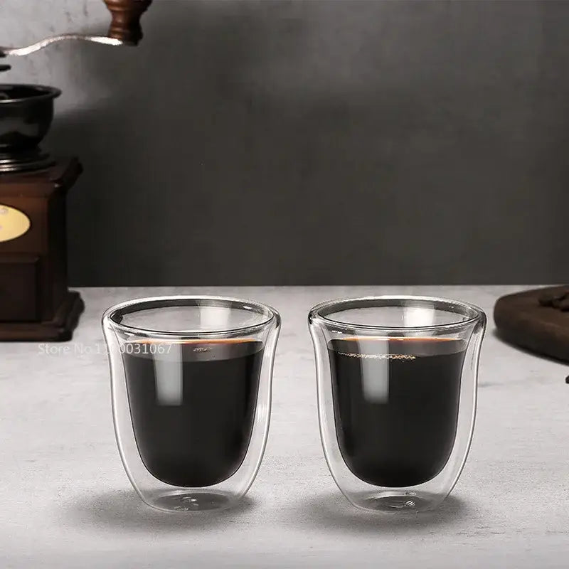 Modern clear double wall glass coffee mugs 5pcs kitchen set