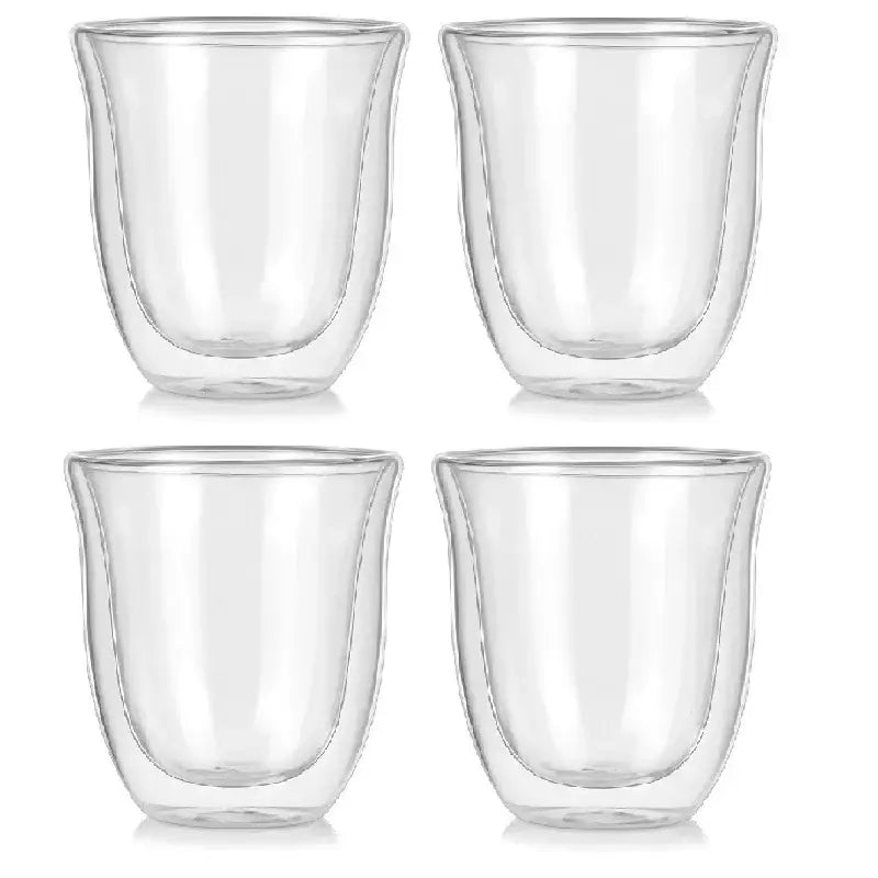 Modern clear double wall glass coffee mugs 5pcs kitchen set