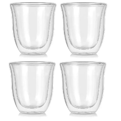 Modern clear double wall glass coffee mugs 5pcs kitchen set