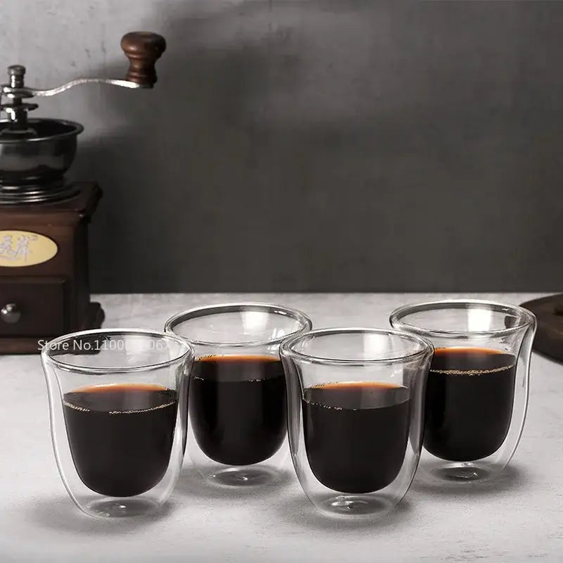 Modern clear double wall glass coffee mugs 5pcs kitchen set