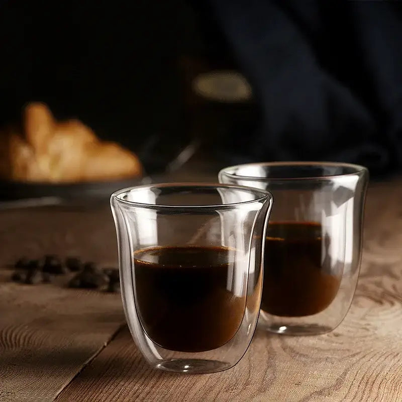 Modern clear double wall glass coffee mugs 5pcs kitchen set