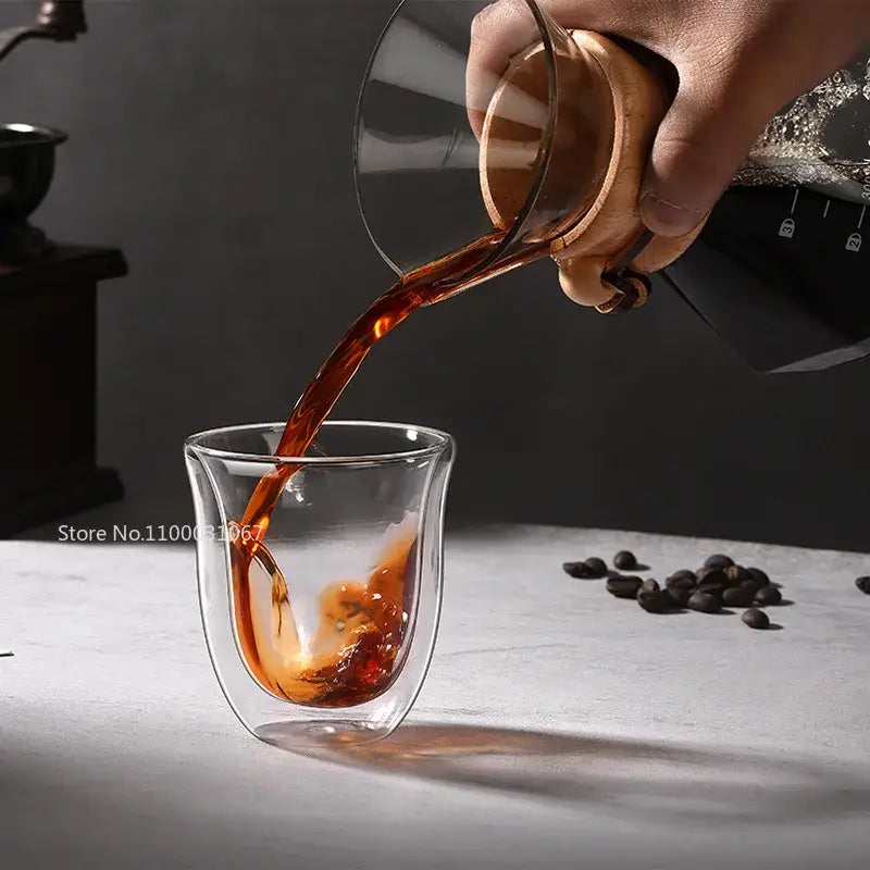 Modern clear double wall glass coffee mugs 5pcs kitchen set