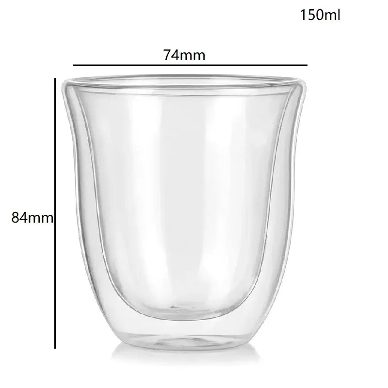 Modern clear double wall glass coffee mugs 5pcs kitchen set