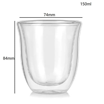 Modern clear double wall glass coffee mugs 5pcs kitchen set