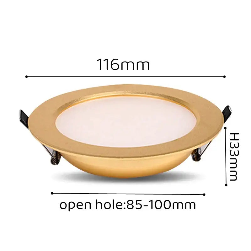 Luxury gold led ceiling downlight for bedroom with frosted glass