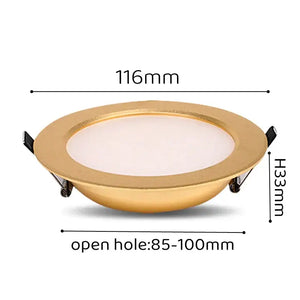 Luxury gold led ceiling downlight for bedroom with frosted glass