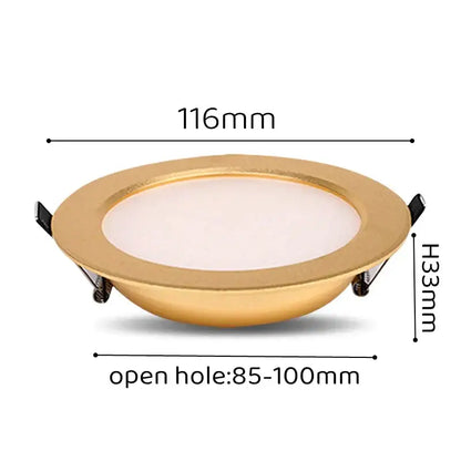 Luxury gold led ceiling downlight for bedroom with frosted glass
