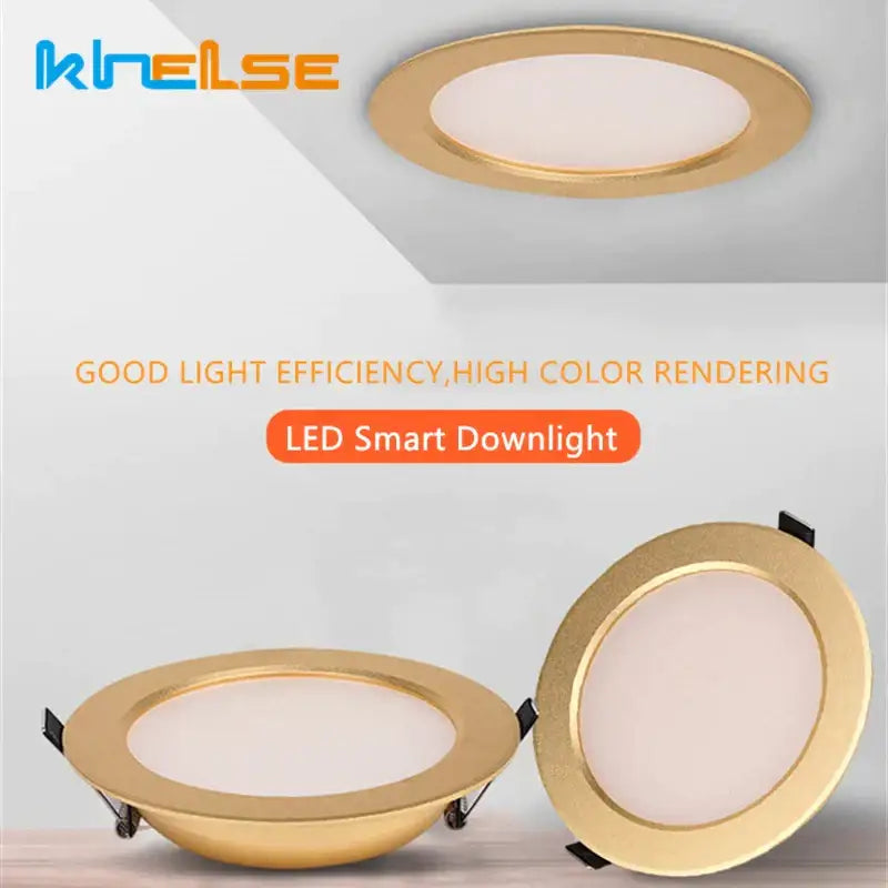 Luxury gold led ceiling downlight for bedroom with frosted glass