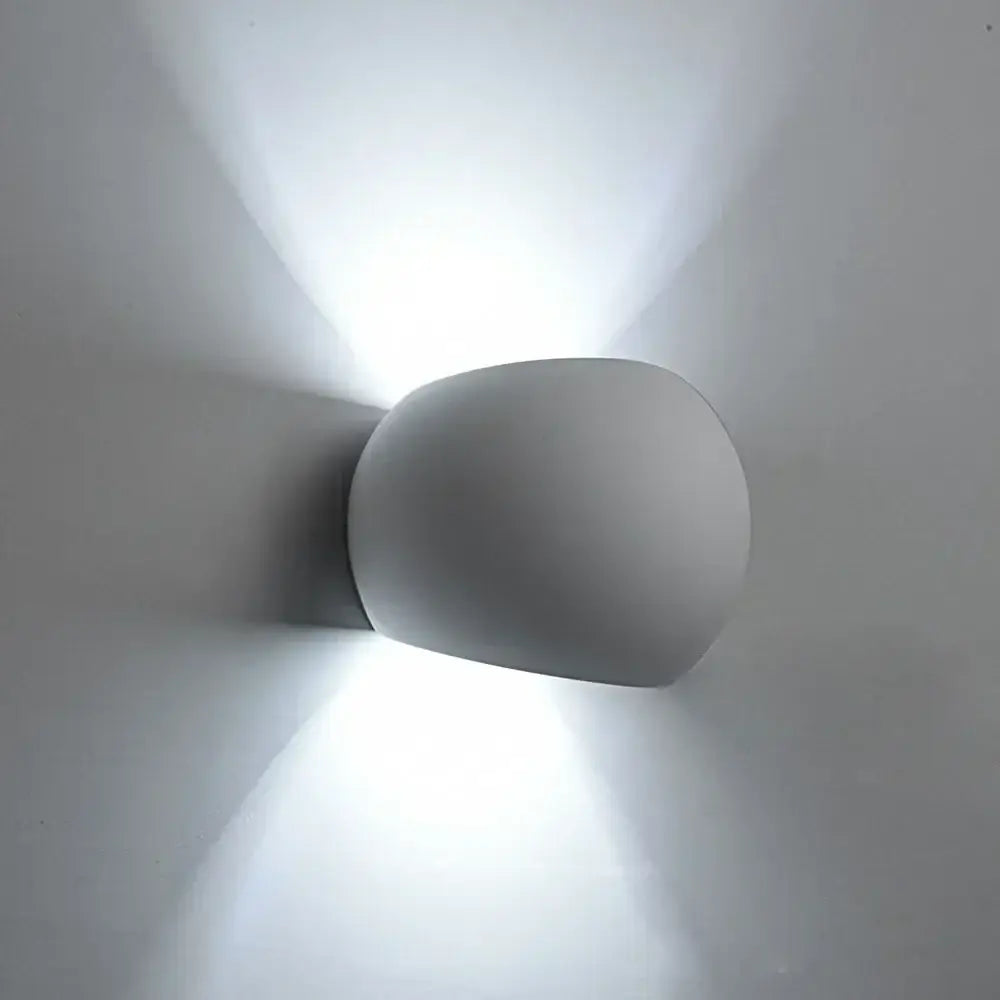 Minimalist white matte led gypsum wall lamp for bedroom