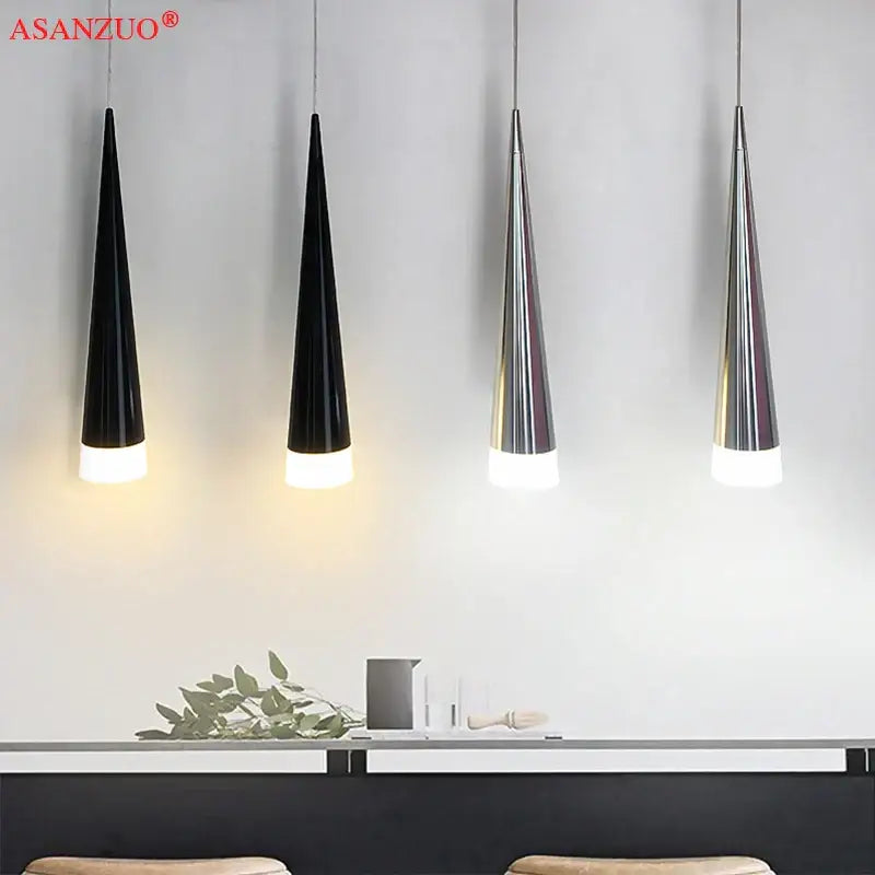 Modern silver & black aluminum led pendant light for bedroom