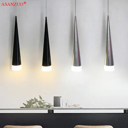 Modern silver & black aluminum led pendant light for bedroom