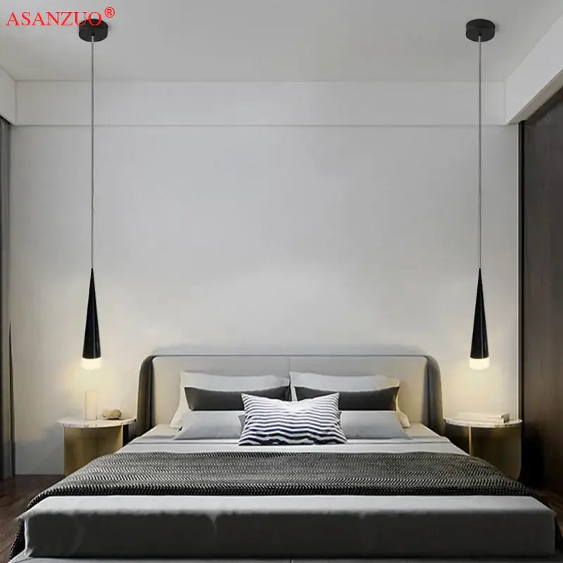 Modern silver & black aluminum led pendant light for bedroom