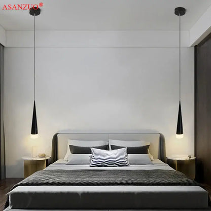 Modern silver & black aluminum led pendant light for bedroom