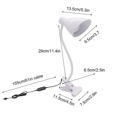 Dimmable white led clip lamp – bedroom flexible night light
