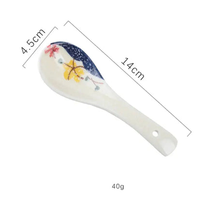 Retro hand painted cream ceramic ramen bowl set kitchen dining room