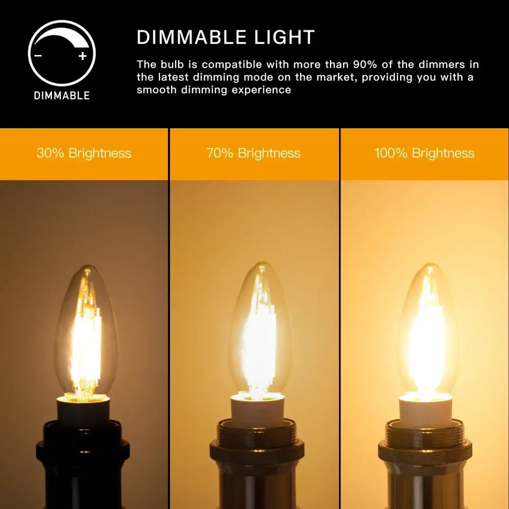 Clear dimmable candle flame effect led bulb dining room light