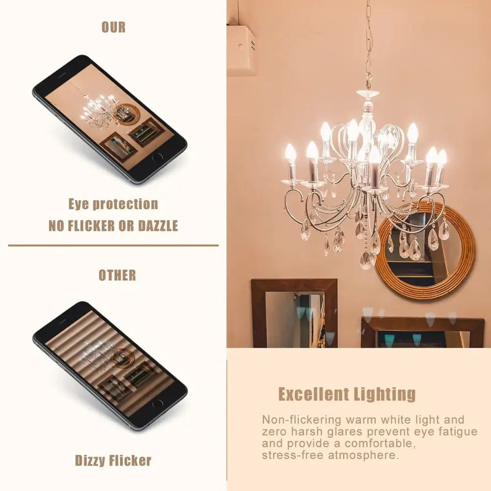 Clear dimmable candle flame effect led bulb dining room light