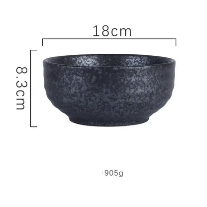 Hand-painted nature motif ceramic ramen bowl – kitchen dining bowl