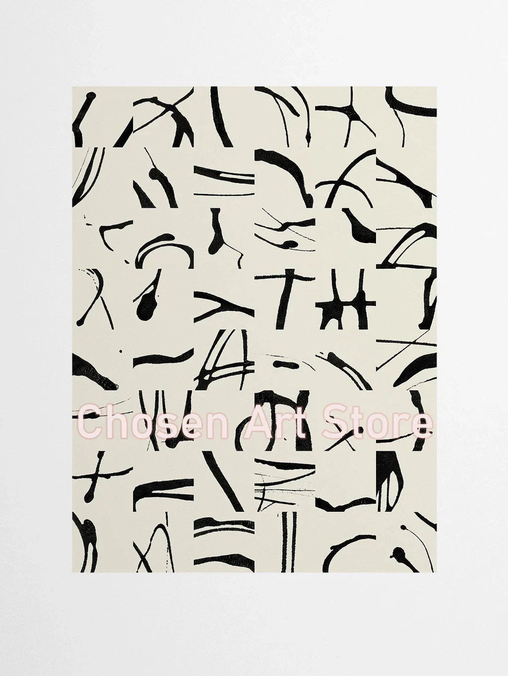 DecorBites™ 6 Black & Beige Abstract Canvas Poster Prints
