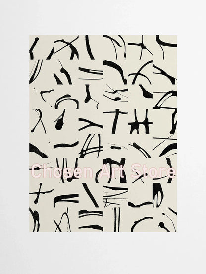 DecorBites™ 6 Black & Beige Abstract Canvas Poster Prints