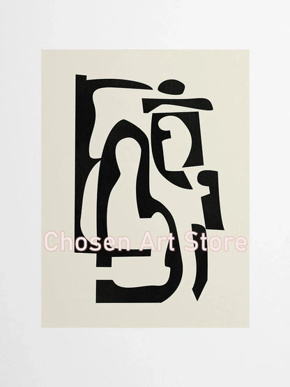 DecorBites™ 6 Black & Beige Abstract Canvas Poster Prints