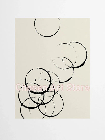 DecorBites™ 6 Black & Beige Abstract Canvas Poster Prints