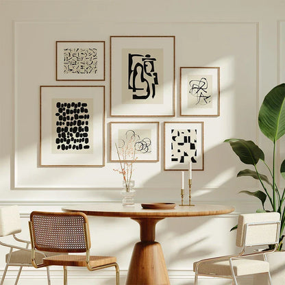 DecorBites™ 6 Black & Beige Abstract Canvas Poster Prints