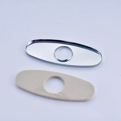 Oval black & chrome faucet deck plate cover for kitchen and bathroom