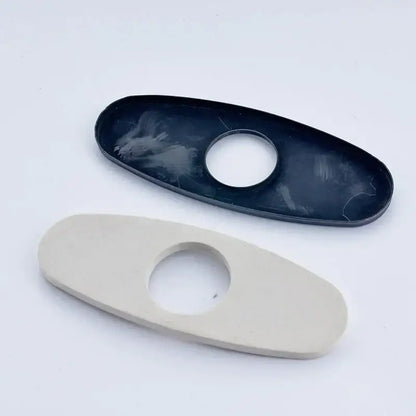 Oval black & chrome faucet deck plate cover for kitchen and bathroom