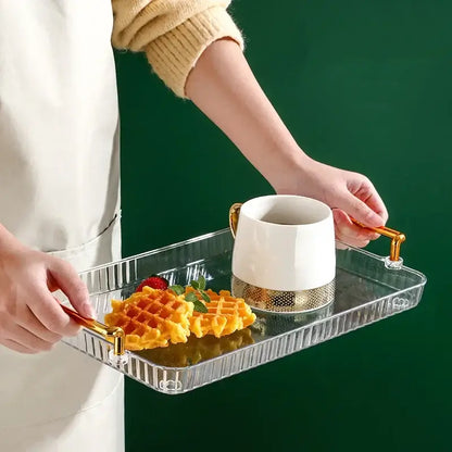 Light luxury clear and gold divided fruit plate kitchen snack tray