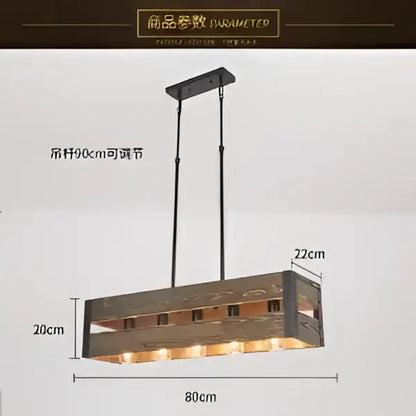 Rustic industrial style pendant lamp wood & black metal dining room