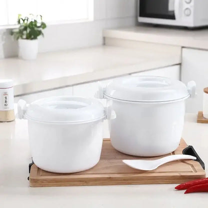 White 6-in-1 cooking pot for kitchen microwave rice and pasta