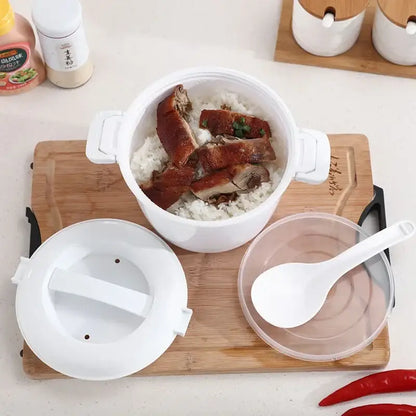 White 6-in-1 cooking pot for kitchen microwave rice and pasta