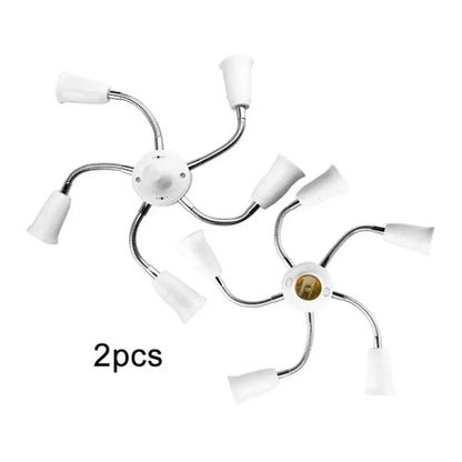 Flexible white and chrome light splitter socket adapter office lamp