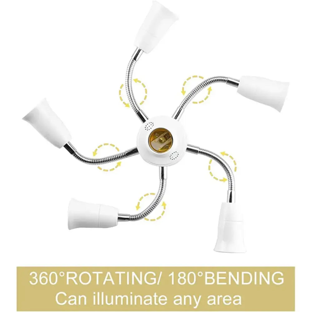 Flexible white and chrome light splitter socket adapter office lamp