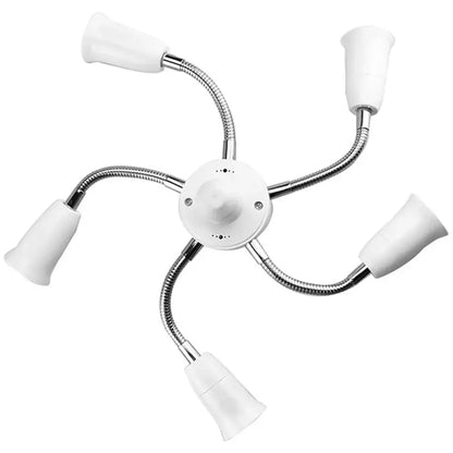 Flexible white and chrome light splitter socket adapter office lamp