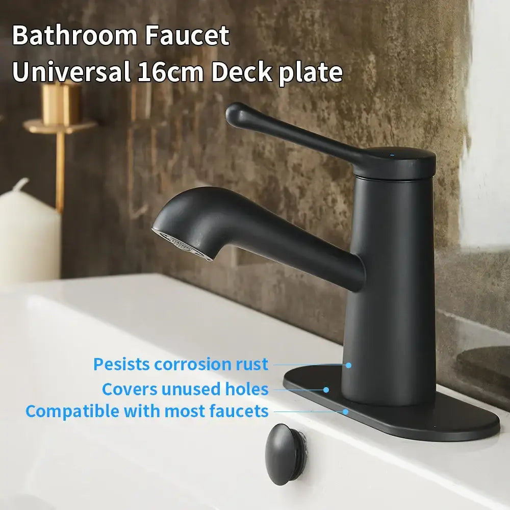 Matte black oval bathroom sink deck plate escutcheon