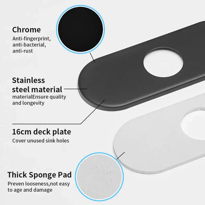 Oval chrome & matte white 6 inch deck plate bathroom escutcheon