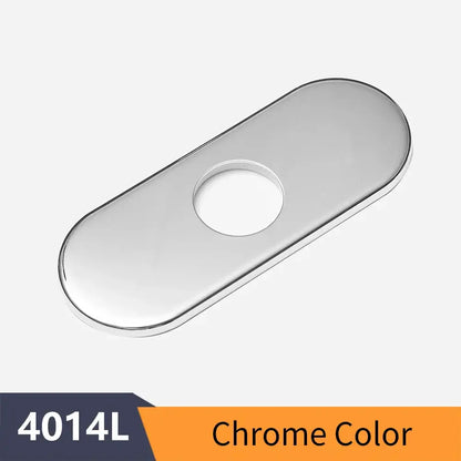 Oval chrome & matte white 6 inch deck plate bathroom escutcheon