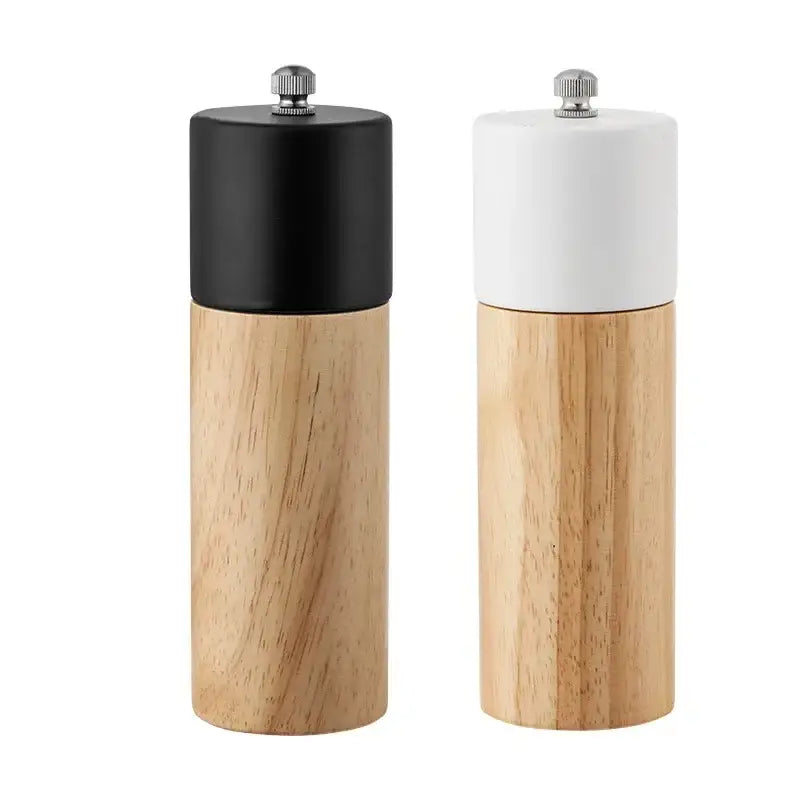 Modern black & white manual wooden salt pepper grinder kitchen tool